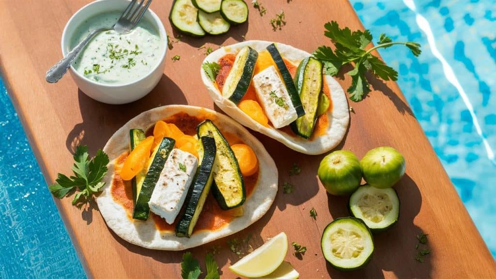 Vitaliserfr Grillades Estivales Pitas au Halloumi et Courgettes