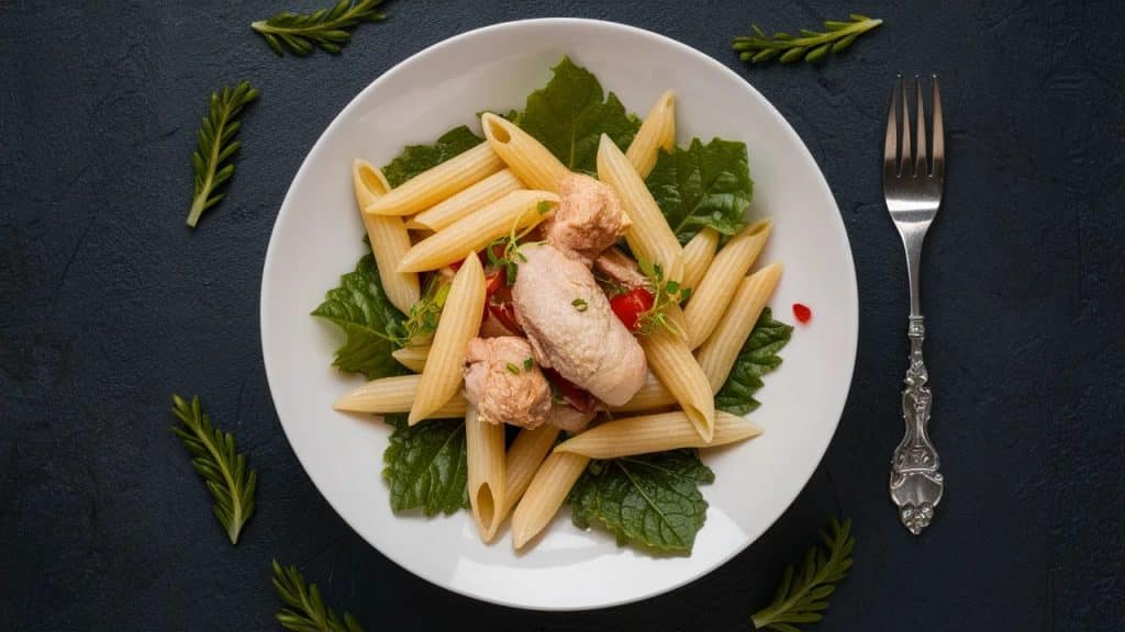 Vitaliserfr Pâtes Penne à la Vodka Crémeuses avec Poulet et Épinards