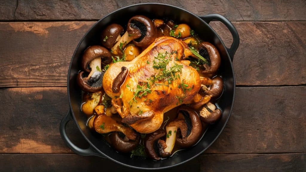 Vitaliserfr Poulet Rôti Balsamique aux Champignons Portobellos et Échalotes