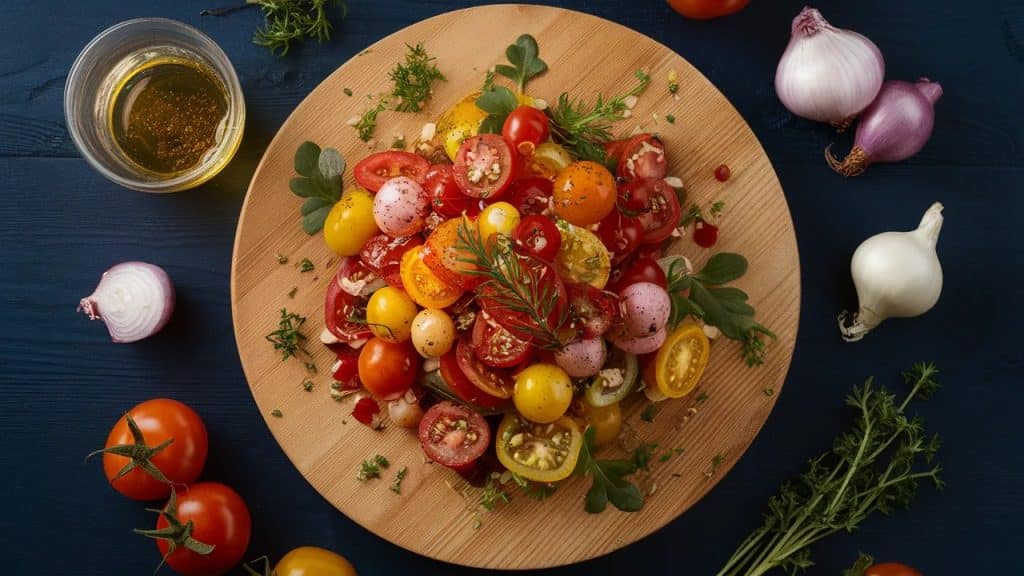 Vitaliserfr Salade de Tomates Anciennes et Oignons Marinés pour un Été Savoureux