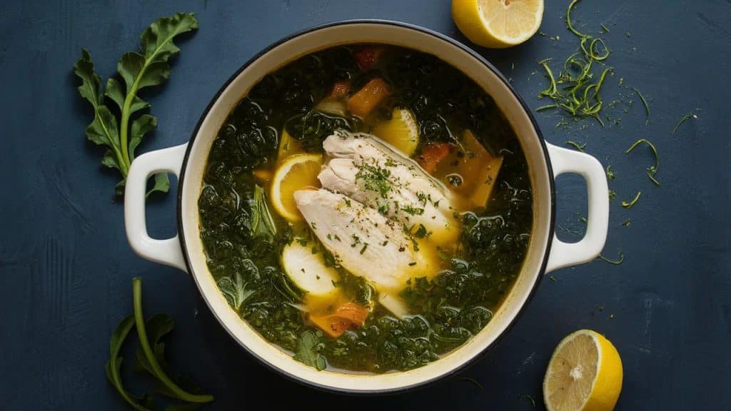 Vitaliserfr Soupe Réconfortante au Poulet Orzo et Kale au Citron