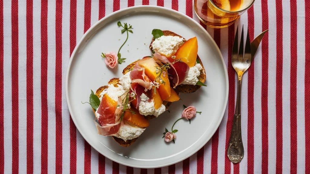 Vitaliserfr Toasts à la Ricotta Pêches et Prosciutto Un Délice Estival