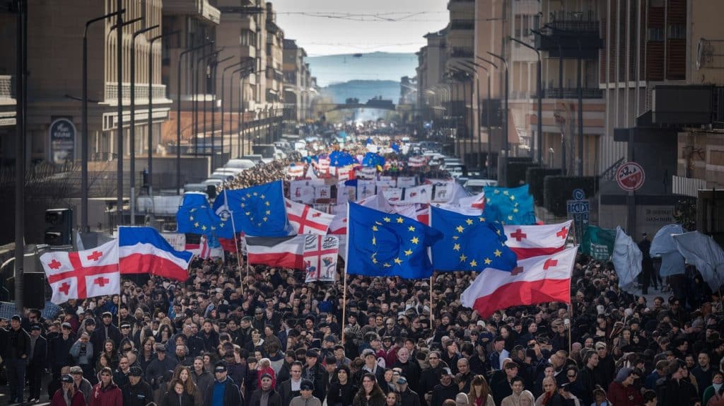 Vitaliserfr Des Milliers de Géorgiens Manifestent pour un Avenir Européen