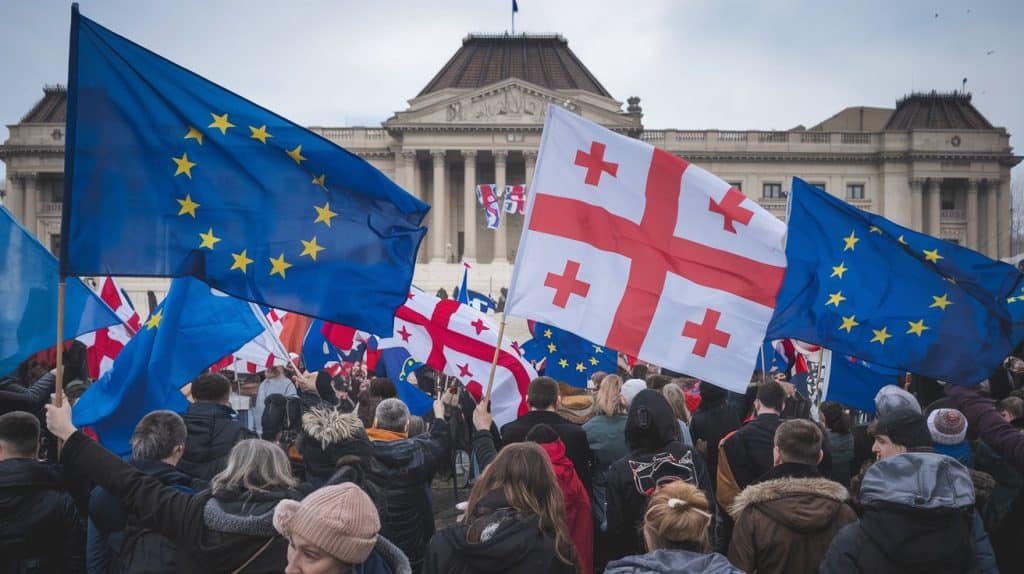 Vitaliserfr Géorgie Rassemblement Pro UE Avant Les Législatives Cruciales