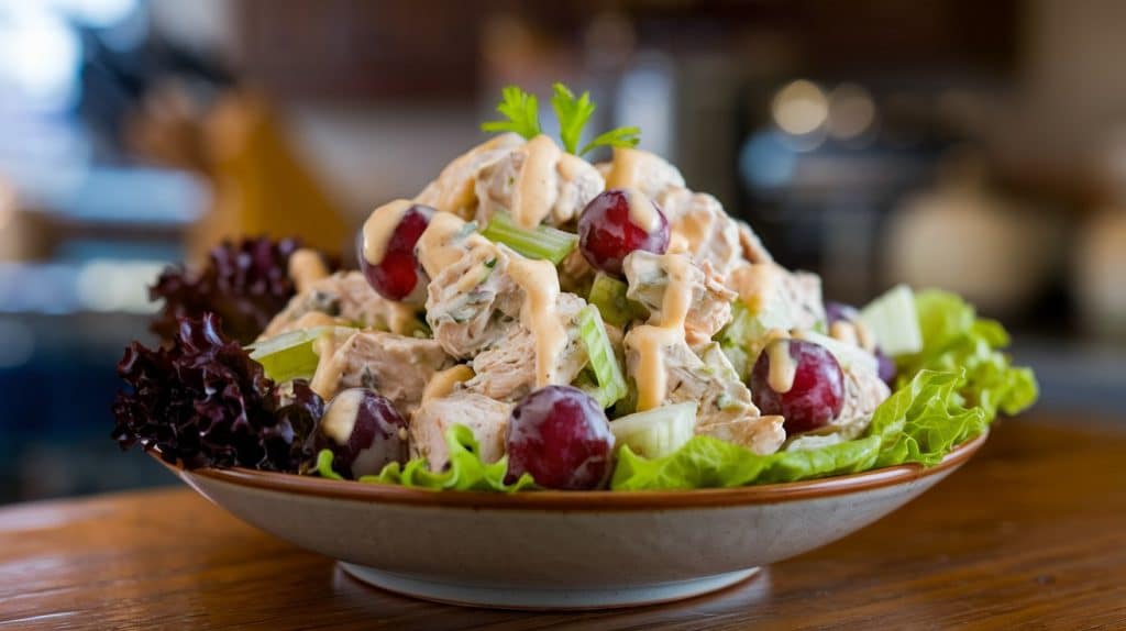 Vitaliserfr Salade de Poulet Acidulée aux Raisins pour un Déjeuner Léger et Savoureux