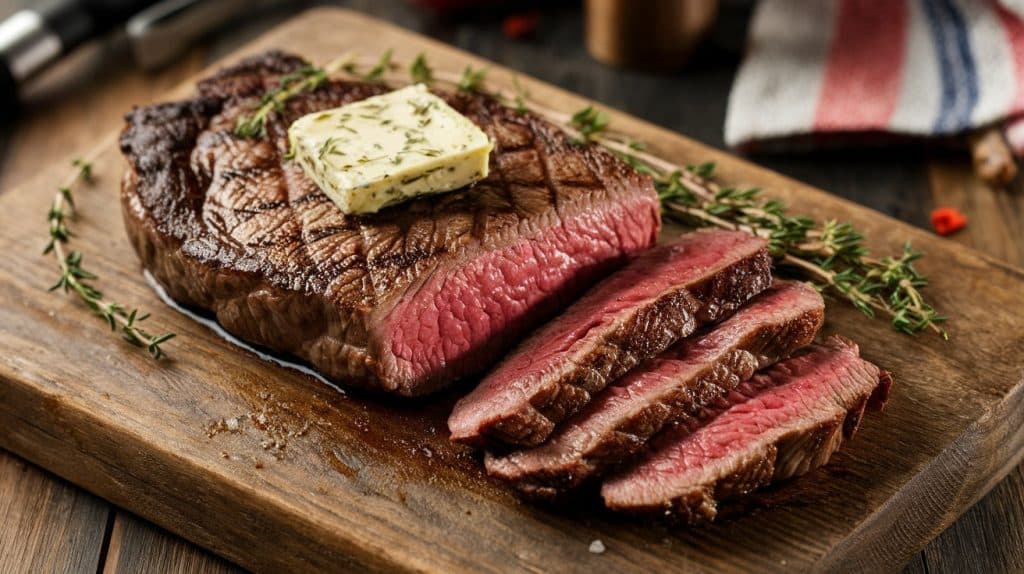 Vitaliserfr Steak New York Strip Parfaitement Poêlé pour un Dîner Spécial